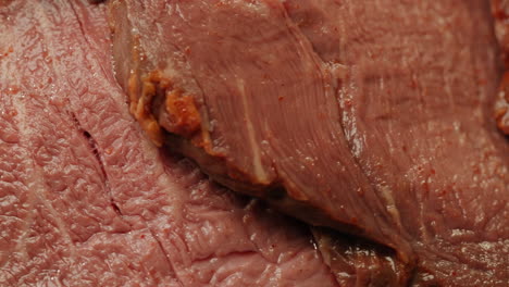 close-up of sliced cooked meat