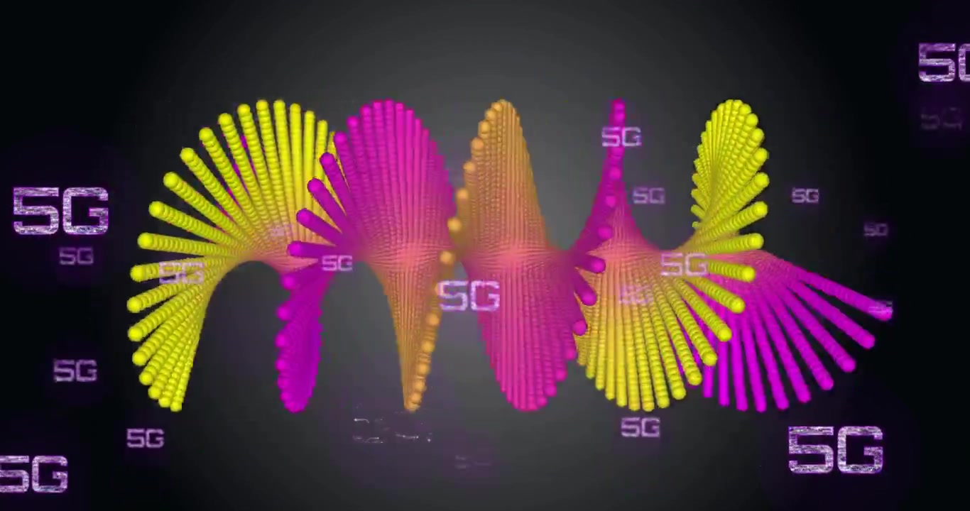 Abstrakt 5G-teknologianimation med roterende partikelhelix