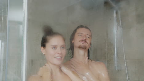couple showering together