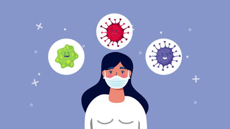 woman wearing mask protecting against viruses and bacteria