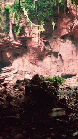 gran cueva rocosa de hadas con plantas verdes