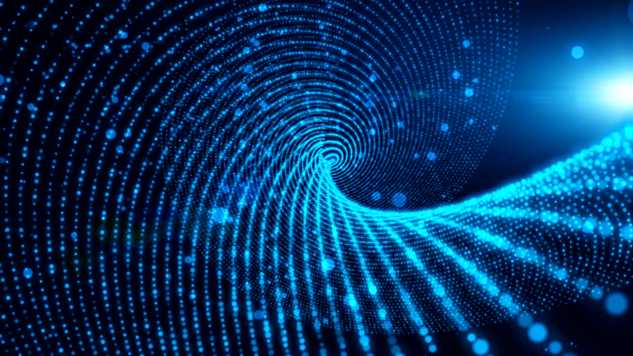 animación, movimiento fondo abstracto con cuadrado azul claro y blanco en movimiento y partículas parpadeantes. telón de fondo de bokeh.