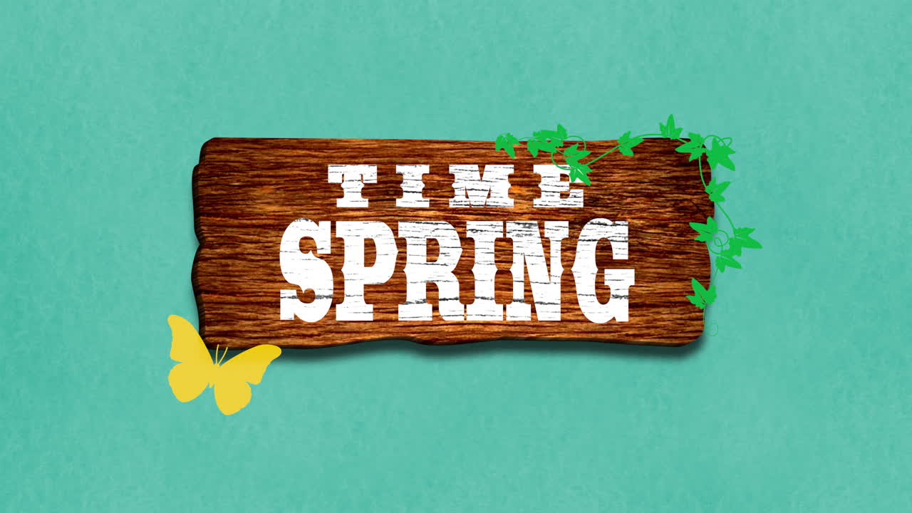 나비와 나무에 녹색 잎이 있는 봄 시간