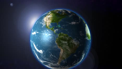 planeta tierra en el espacio con la luz del sol