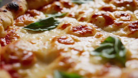close-up of a freshly baked pizza