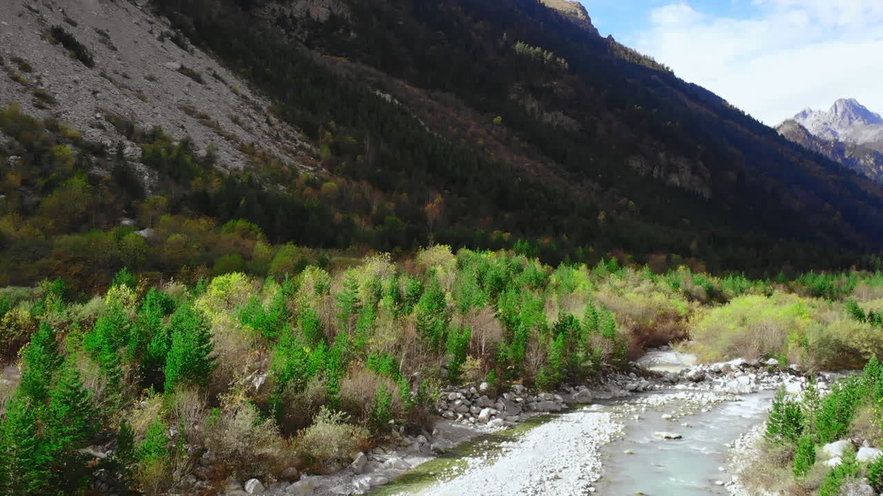 Scenic mountain landscape with river and forest