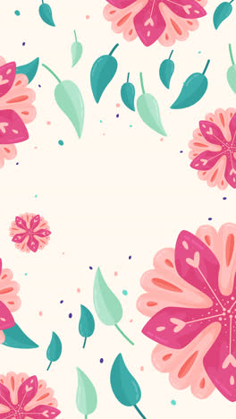 gráfico de movimiento de fondo floral colorido con diseño plano