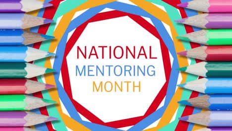 Colored-pencils-against-national-mentoring-month-text-banner-on-white-background