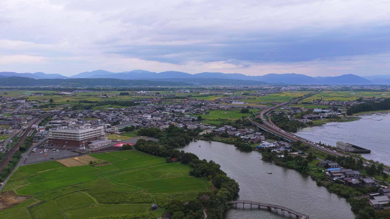 Takashima City in Shiga Prefecture, Lake Biwako and Wide Country View of Japan