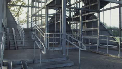 man with bicycle on stairs