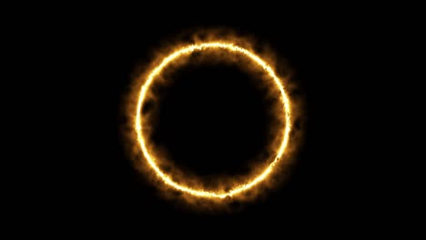hermoso anillo de fuego en fondo negro. círculo de fuego solar abstracto. apareciendo gradualmente anillo de incendio ardiente. 4k