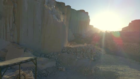 sunrise in the sillar quarries, the main quarry of añashuayco, where the sillar is extracted and a tourist area where the extraction of the sillar by stonemasons is currently contemplated