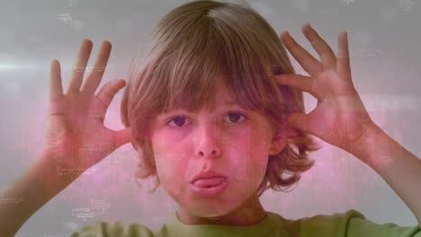 animación de ecuaciones matemáticas sobre el niño caucásico