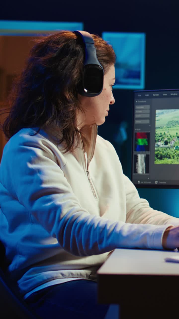 Specialista nella produzione di video verticali che usa le cuffie per testare e migliorare la qualità audio