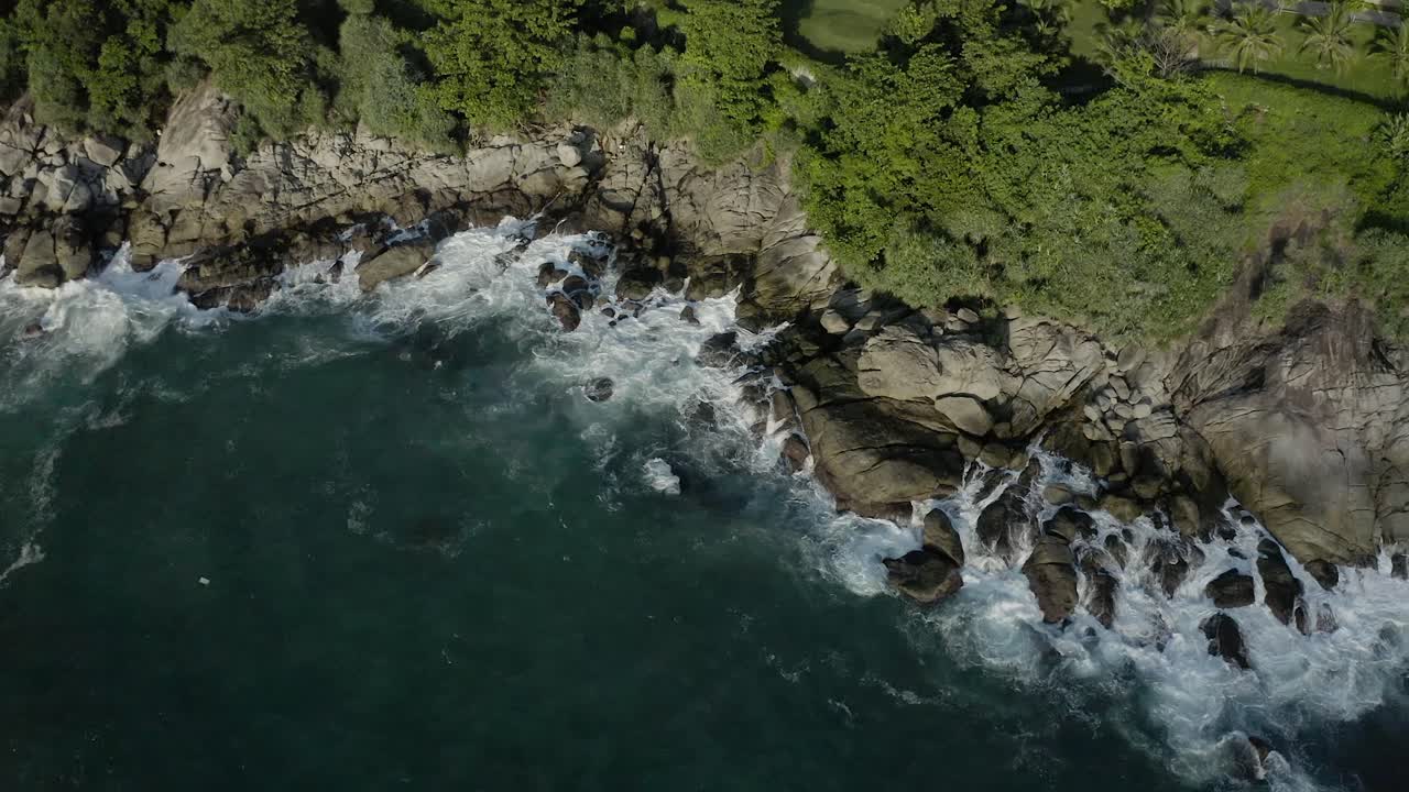 Establishing Shot of the beautiful sea with a small boat on top view