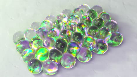 abstract iridescent spheres on a textured surface