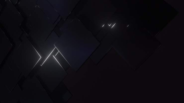 Abstract Dark Geometric Background with Illuminated Squares