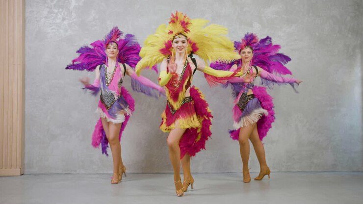 Three Beautiful Showgirls Dancing 1