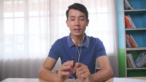 man in a video call