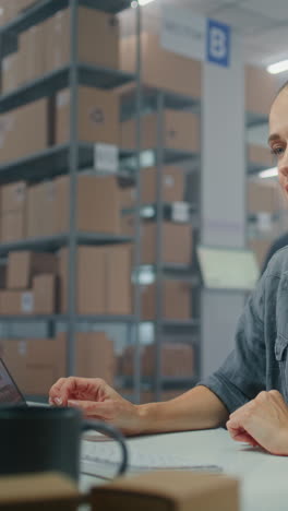 warehouse worker on computer