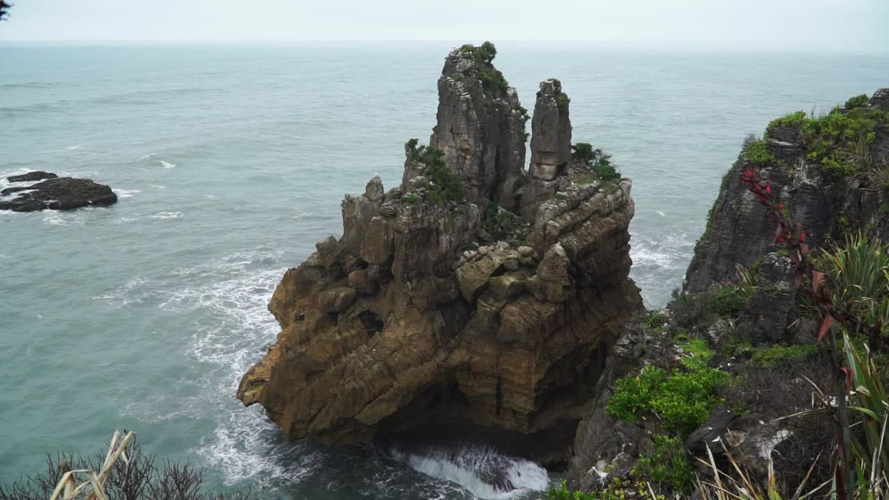 Close up of rock formation at Punakaiki Pancake Rocks, New Zealand