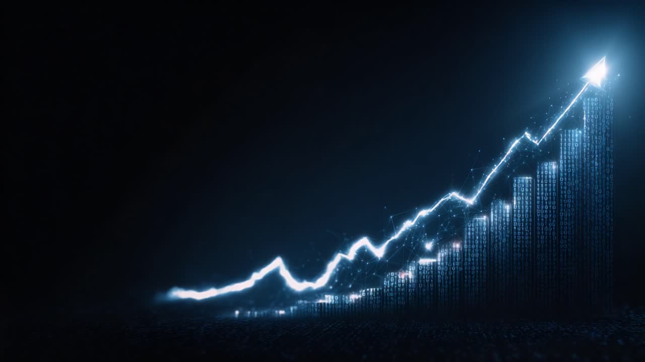 Dynamic Growth Representation: A Visual Analysis of Ascending Trends and Statistical Progression in a Digital Landscape with Vibrant Graphs and Data
