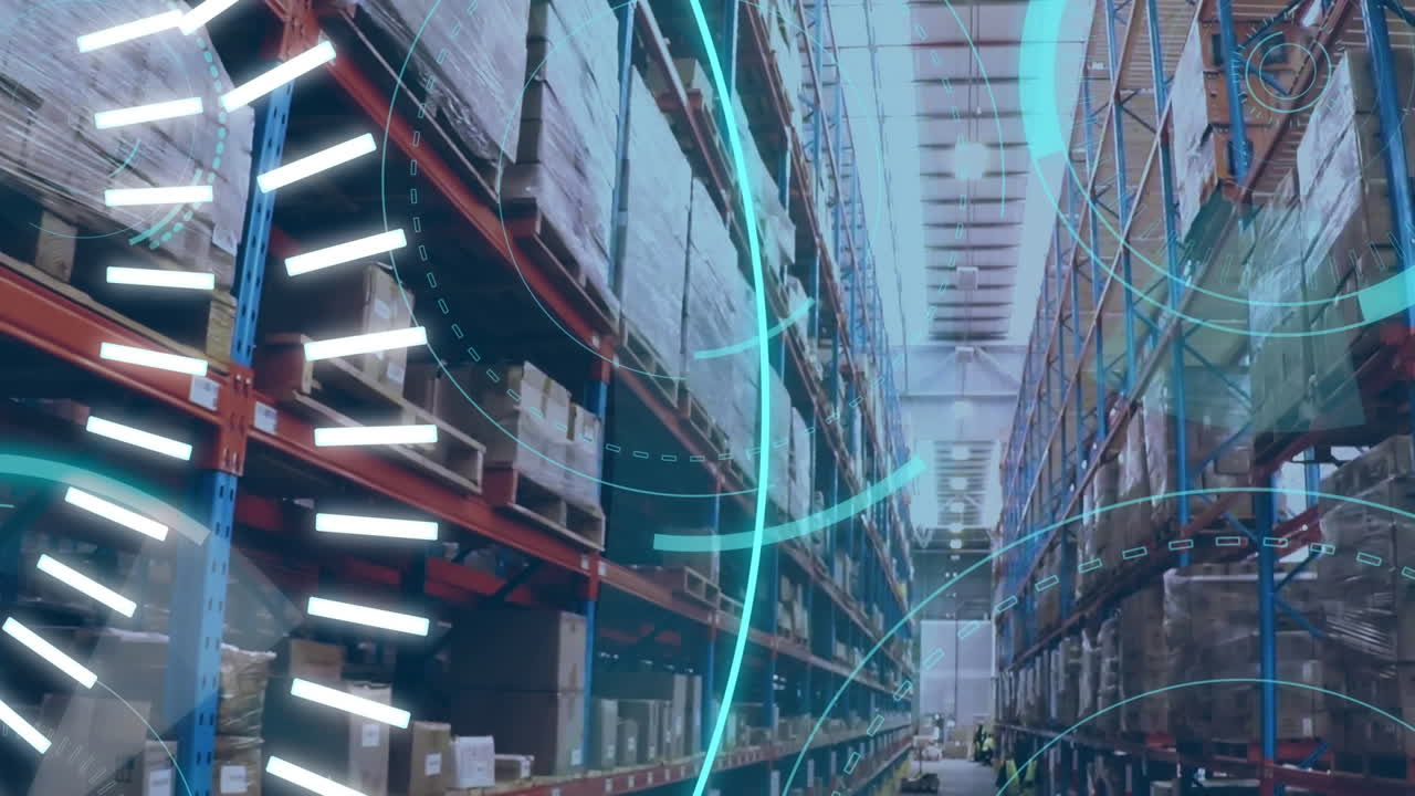 5g escrito en el medio de un círculo futurista en un almacén