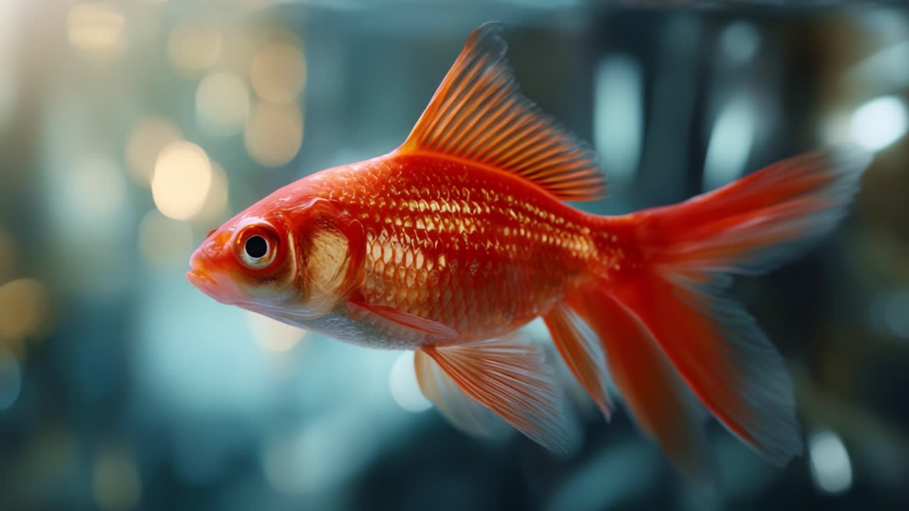 En funklende guldfisk i krystalklart vand fanger øjet med sine levende farver og graciøse bevægelser og viser skønheden i livet i vandet.