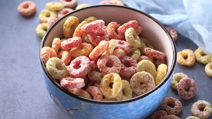 Colorful Ring Cereal in a Bowl