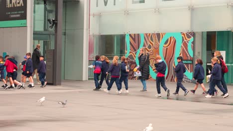 group of students visiting a museum