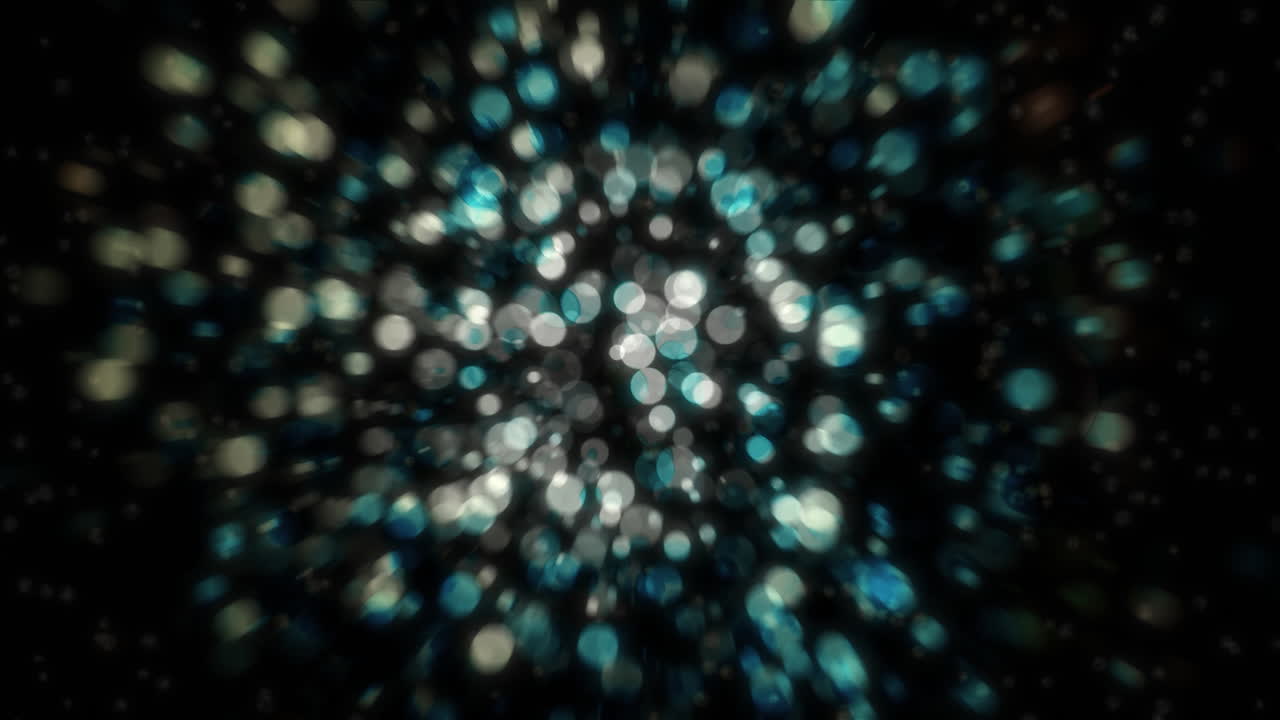 Dynamic Blue and White Bokeh Lights Abstract Background