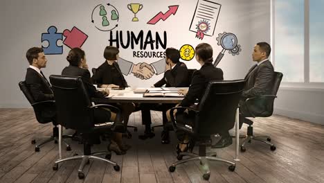 Gente-De-Negocios-Mirando-Una-Pantalla-Digital-Que-Muestra-Recursos-Humanos