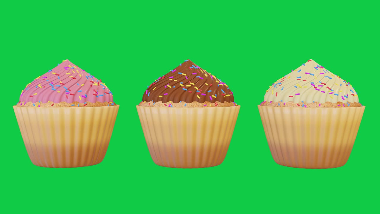 Animazione green screen di cupcake