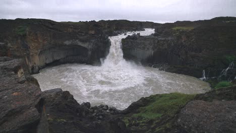 icelandic summer landscape of the aldeyjarfoss waterfall in north iceland - static shot