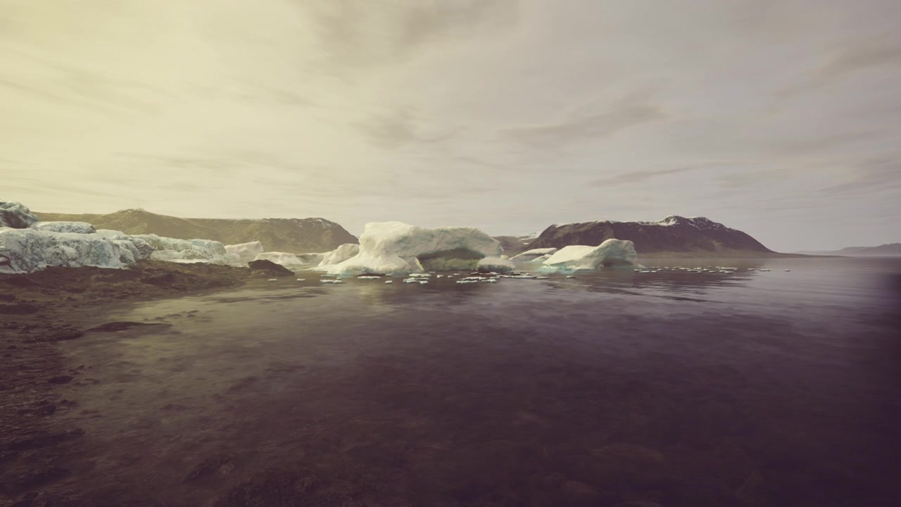 Vivid portrayal of fragile frozen terrain under gentle sunlight influence