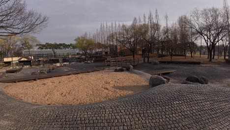 pov walking at seonyudo park on seonyudo island in seoul, south korea