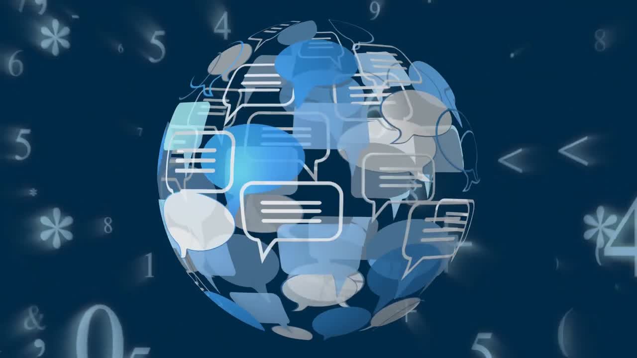 Message bubble icon and binary codes