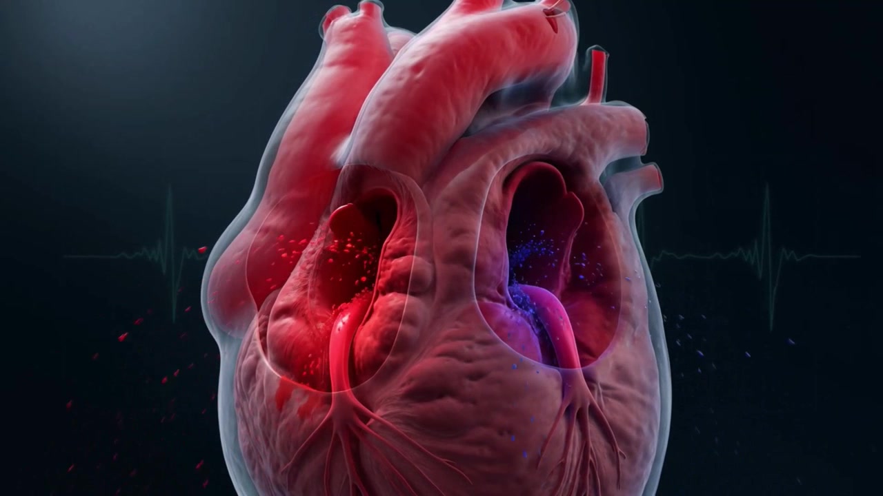 Animazione 3D dell'anatomia del cuore umano e del flusso sanguigno