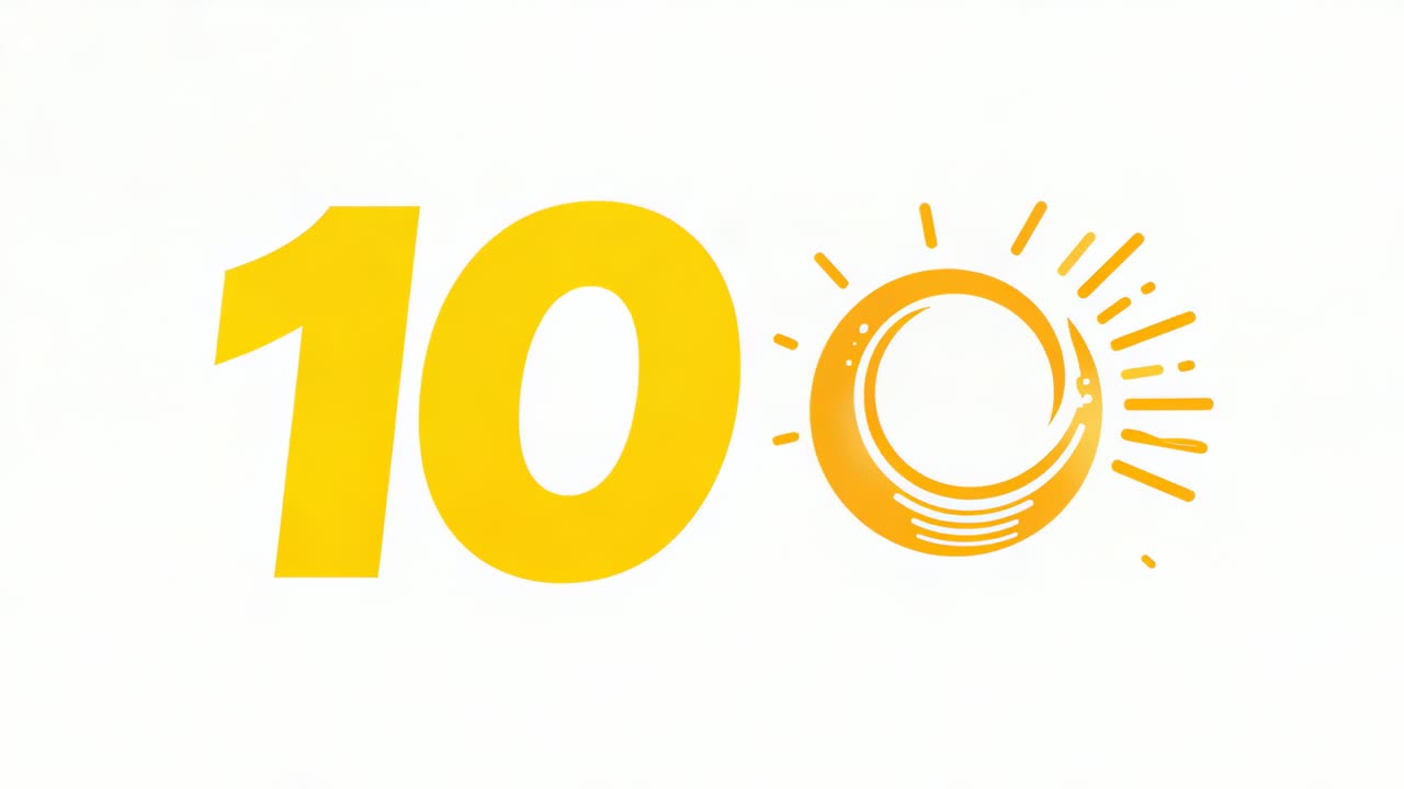 Sequence starting, centered graphic logo showing pulsing sun zero on white backdrop, shimmering