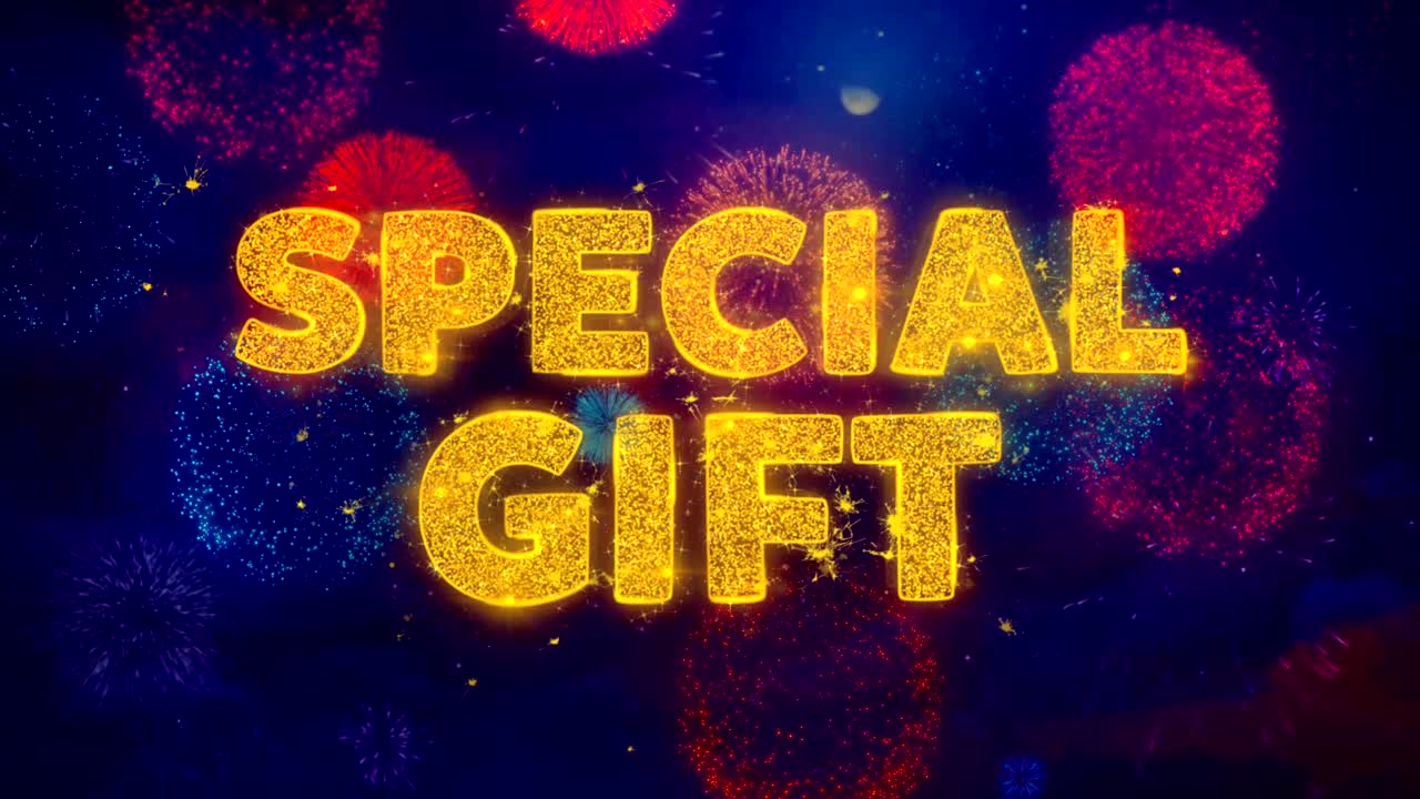 다채로운 불꽃놀이 폭발 입자에 대한 특별한 선물 텍스트.