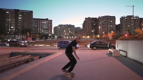 skateboarding at night in the city