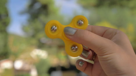 woman relaxing with spinner fidget