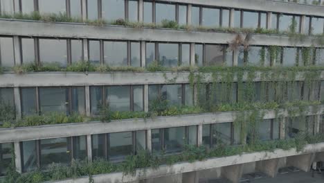 Aerial Drone Shot Krakow Poland Abandoned Soviet Brutalist Structure Hala Forum at Sunrise