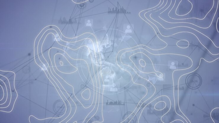 Animation of network of connections with globe over blue background