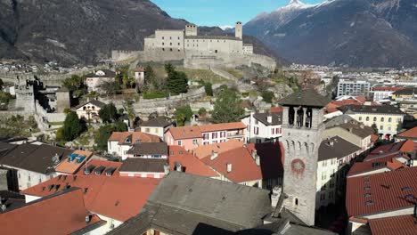 bellinzona switzerland view of hilltop castle from above church