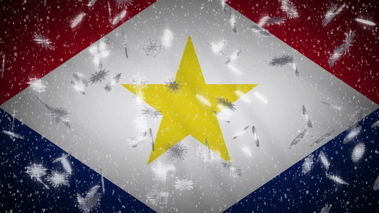 사바 발이 눈을 내리고 루프, 새해와 크리스마스 배경, 루프