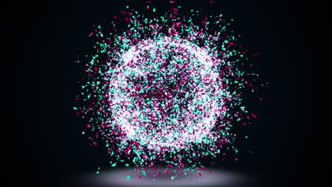 3d rendering, computer generated abstract sphere of golden shimmering particles on a black background