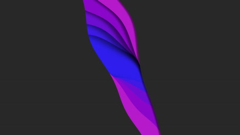 this abstract artwork in shades of purple and blue features curved lines and shapes on a black background, creating a visually dynamic and captivating composition