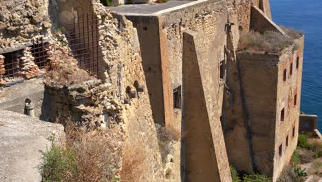 medieval palace walls at terra murata old town on island of procida