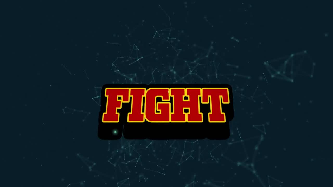 연결 네트워크를 통해 빨간 글자로 싸움 텍스트의 애니메이션